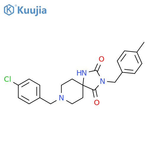 8-[(4-chlorophenyl)methyl]-3-[(4-methylphenyl)methyl]-1,3,8-triazaspiro[4.5]decane-2,4-dione structure