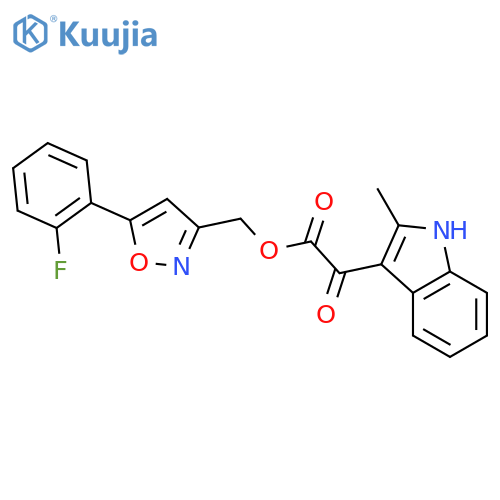 [5-(2-fluorophenyl)-1,2-oxazol-3-yl]methyl 2-(2-methyl-1H-indol-3-yl)-2-oxoacetate structure