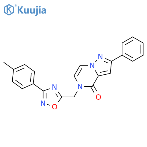 5-{[3-(4-methylphenyl)-1,2,4-oxadiazol-5-yl]methyl}-2-phenyl-4H,5H-pyrazolo[1,5-a]pyrazin-4-one structure