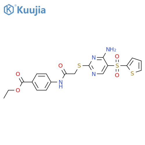 ethyl 4-(2-{[4-amino-5-(thiophene-2-sulfonyl)pyrimidin-2-yl]sulfanyl}acetamido)benzoate structure