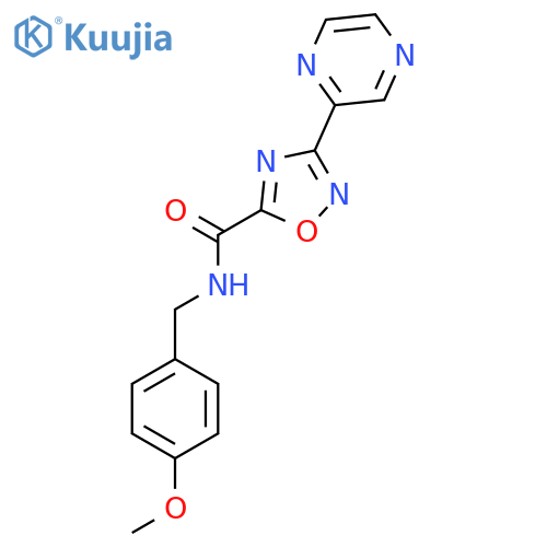 N-[(4-methoxyphenyl)methyl]-3-(pyrazin-2-yl)-1,2,4-oxadiazole-5-carboxamide structure