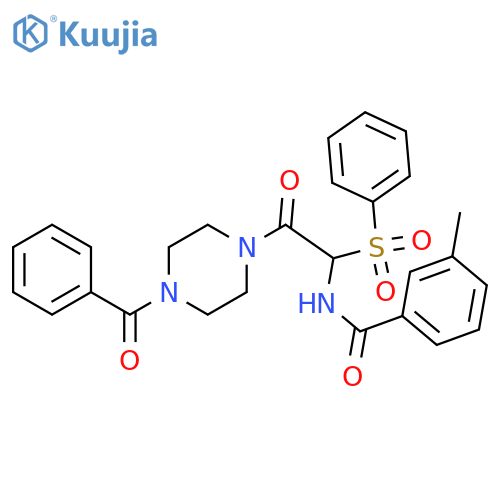 N-[2-(4-benzoylpiperazin-1-yl)-1-(benzenesulfonyl)-2-oxoethyl]-3-methylbenzamide structure