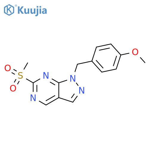 1-(4-methoxybenzyl)-6-(methylsulfonyl)-1H-pyrazolo[3,4-d]pyrimidine structure