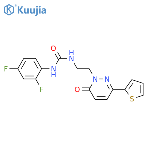 1-(2,4-difluorophenyl)-3-{2-[6-oxo-3-(thiophen-2-yl)-1,6-dihydropyridazin-1-yl]ethyl}urea structure
