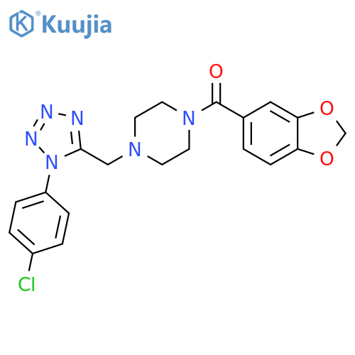 1-(2H-1,3-benzodioxole-5-carbonyl)-4-{[1-(4-chlorophenyl)-1H-1,2,3,4-tetrazol-5-yl]methyl}piperazine structure