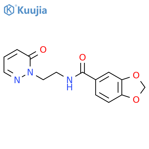 N-[2-(6-oxo-1,6-dihydropyridazin-1-yl)ethyl]-2H-1,3-benzodioxole-5-carboxamide structure