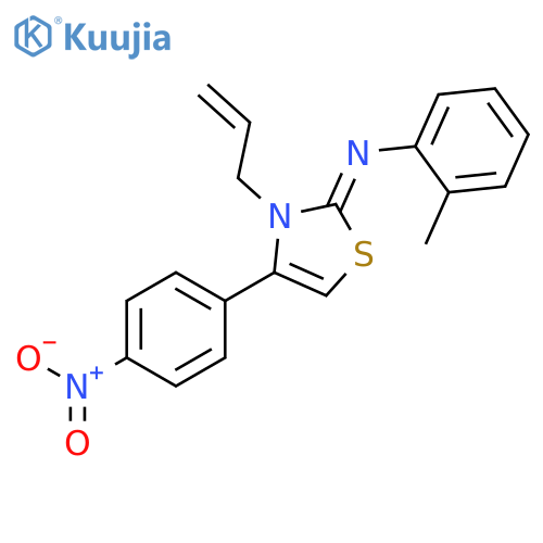 (2Z)-N-(2-methylphenyl)-4-(4-nitrophenyl)-3-(prop-2-en-1-yl)-2,3-dihydro-1,3-thiazol-2-imine structure
