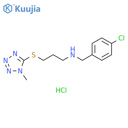 N-[(4-chlorophenyl)methyl]-3-(1-methyltetrazol-5-yl)sulfanylpropan-1-amine hydrochloride structure