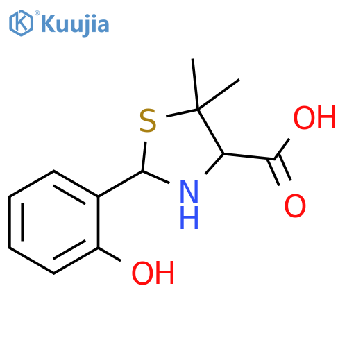 2-(2-hydroxyphenyl)-5,5-dimethyl-1,3-thiazolidine-4-carboxylic acid structure