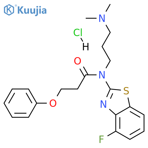 N-[3-(dimethylamino)propyl]-N-(4-fluoro-1,3-benzothiazol-2-yl)-3-phenoxypropanamide hydrochloride structure