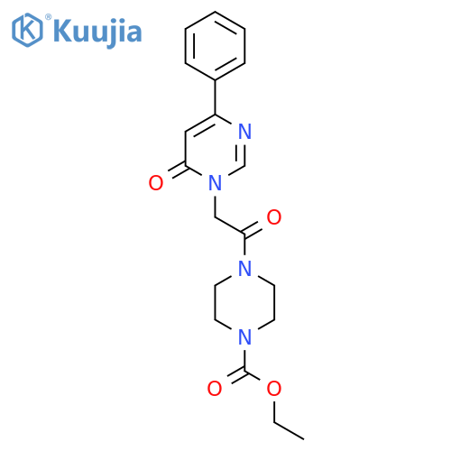 ethyl 4-[2-(6-oxo-4-phenyl-1,6-dihydropyrimidin-1-yl)acetyl]piperazine-1-carboxylate structure