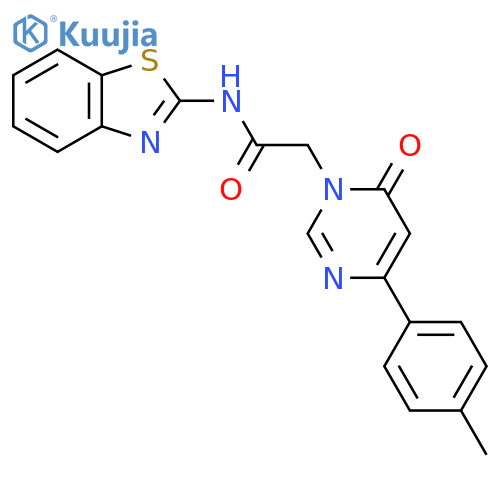 N-(1,3-benzothiazol-2-yl)-2-[4-(4-methylphenyl)-6-oxo-1,6-dihydropyrimidin-1-yl]acetamide structure