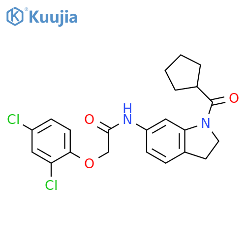 N-(1-cyclopentanecarbonyl-2,3-dihydro-1H-indol-6-yl)-2-(2,4-dichlorophenoxy)acetamide structure