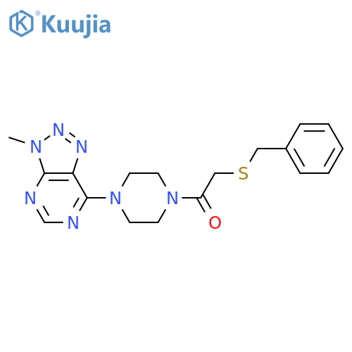 2-(benzylsulfanyl)-1-(4-{3-methyl-3H-[1,2,3]triazolo[4,5-d]pyrimidin-7-yl}piperazin-1-yl)ethan-1-one structure