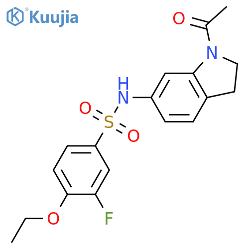 N-(1-acetyl-2,3-dihydro-1H-indol-6-yl)-4-ethoxy-3-fluorobenzene-1-sulfonamide structure