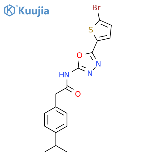 N-[5-(5-bromothiophen-2-yl)-1,3,4-oxadiazol-2-yl]-2-[4-(propan-2-yl)phenyl]acetamide structure