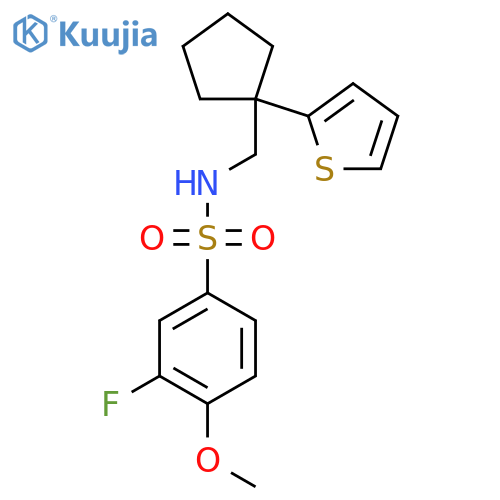 3-fluoro-4-methoxy-N-{[1-(thiophen-2-yl)cyclopentyl]methyl}benzene-1-sulfonamide structure