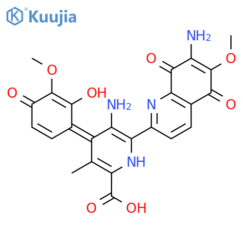 2-Pyridinecarboxylicacid,5-amino-6-(7-amino-5,8-dihydro-6-methoxy-5,8-dioxo-2-quinolinyl)-4-(2,4-dihydroxy-3-methoxyphenyl)-3-methyl-,(R)- (9CI) structure