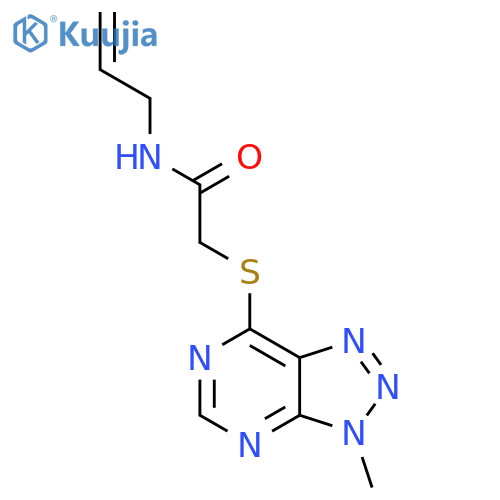 2-({3-methyl-3H-[1,2,3]triazolo[4,5-d]pyrimidin-7-yl}sulfanyl)-N-(prop-2-en-1-yl)acetamide structure