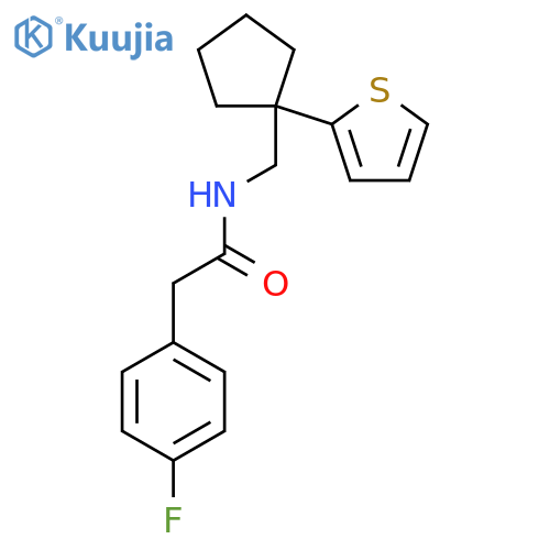 2-(4-fluorophenyl)-N-{[1-(thiophen-2-yl)cyclopentyl]methyl}acetamide structure