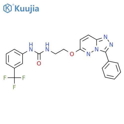 3-[2-({3-phenyl-[1,2,4]triazolo[4,3-b]pyridazin-6-yl}oxy)ethyl]-1-[3-(trifluoromethyl)phenyl]urea structure