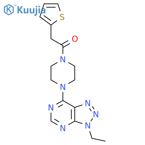 1-(4-{3-ethyl-3H-[1,2,3]triazolo[4,5-d]pyrimidin-7-yl}piperazin-1-yl)-2-(thiophen-2-yl)ethan-1-one structure