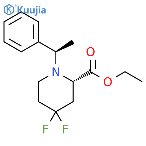 (S)-Ethyl 4,4-difluoro-1-((r)-1-phenylethyl)piperidine-2-carboxylate structure