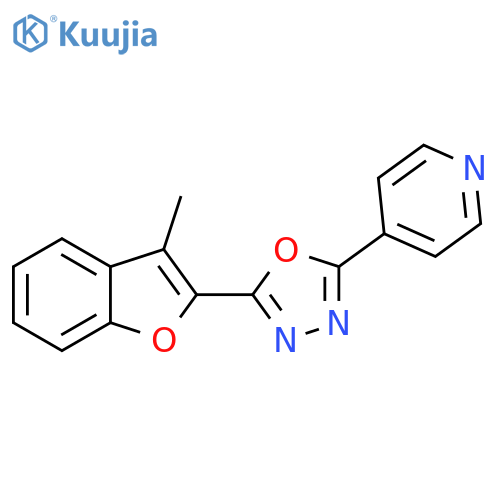 4-[5-(3-methyl-1-benzofuran-2-yl)-1,3,4-oxadiazol-2-yl]pyridine structure