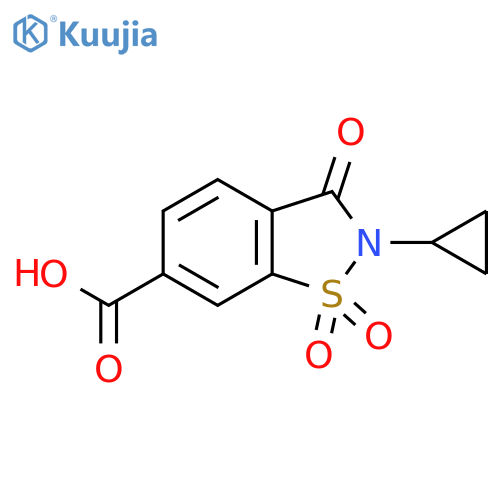 2-cyclopropyl-1,1,3-trioxo-2,3-dihydro-1,2-benzothiazole-6-carboxylic acid structure