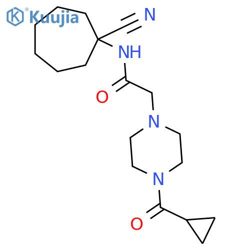N-(1-cyanocycloheptyl)-2-(4-cyclopropanecarbonylpiperazin-1-yl)acetamide structure