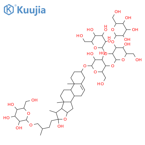 β-D-Galactopyranoside, (3β,25R)-26-(β-D-glucopyranosyloxy)-22-hydroxyfurost-5-en-3-yl O-β-D-glucopyranosyl-(1→2)-O-[β-D-glucopyranosyl-(1→3)]-O-β-D-glucopyranosyl-(1→4)- structure