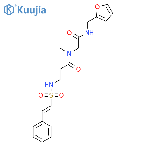 N-({[(furan-2-yl)methyl]carbamoyl}methyl)-N-methyl-3-(2-phenylethenesulfonamido)propanamide structure
