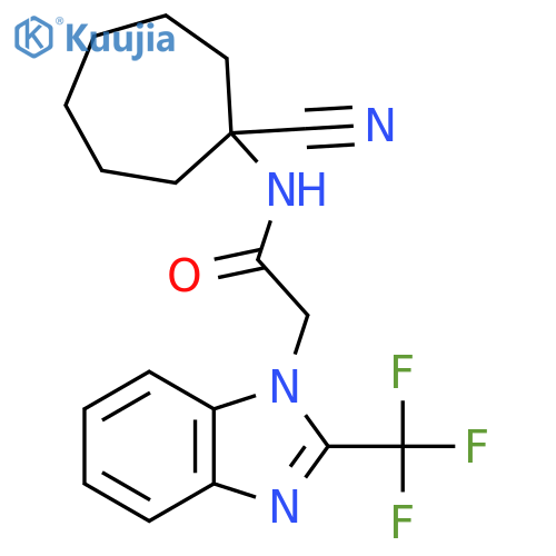 N-(1-cyanocycloheptyl)-2-[2-(trifluoromethyl)-1H-1,3-benzodiazol-1-yl]acetamide structure