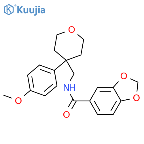 N-{4-(4-methoxyphenyl)oxan-4-ylmethyl}-2H-1,3-benzodioxole-5-carboxamide structure