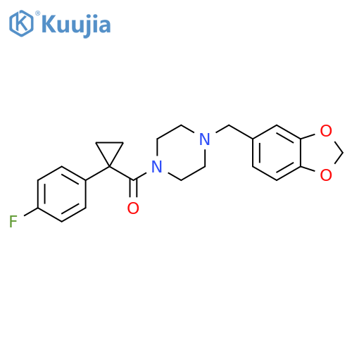 1-[(2H-1,3-benzodioxol-5-yl)methyl]-4-[1-(4-fluorophenyl)cyclopropanecarbonyl]piperazine structure