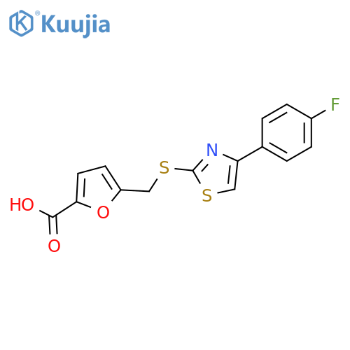 5-({[4-(4-fluorophenyl)-1,3-thiazol-2-yl]sulfanyl}methyl)furan-2-carboxylic acid structure