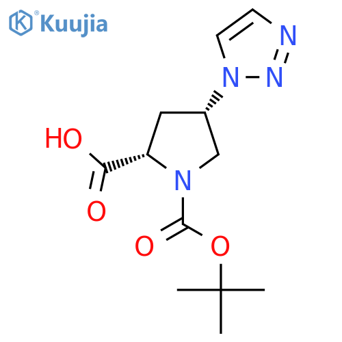 (2S,4S)-1-(tert-butoxy)carbonyl-4-(1H-1,2,3-triazol-1-yl)pyrrolidine-2-carboxylic acid structure