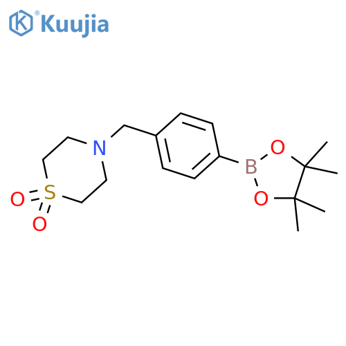 4-[4-(4,4,5,5-tetramethyl[1,3,2]dioxaborolan-2-yl)benzyl]thiomorpholine 1,1-dioxide structure