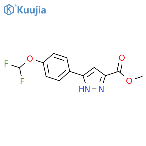 methyl 5-4-(difluoromethoxy)phenyl-1H-pyrazole-3-carboxylate structure