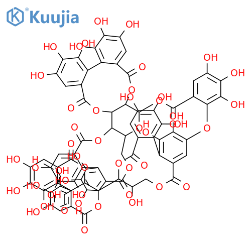 D-Glucose, cyclic 4&reg;2':6&reg;2-[(1S)-4-[6-[[[2,3:4,6-bis-O-[[(1S)-4,4',5,5',6,6'-hexahydroxy[1,1'-biphenyl]-2,2'-diyl]dicarbonyl]-b-D-glucopyranosyl]oxy]carbonyl]-2,3,4-trihydroxyphenoxy]-4',5,5',6,6'-pentahydroxy[1,1'-biphenyl]-2,2'-dicarboxylate]cyclic 2,3-[(1S)-4,4',5,5',6,6'-hexahydroxy[1,1'-biphenyl]-2,2'-dicarboxylate] structure
