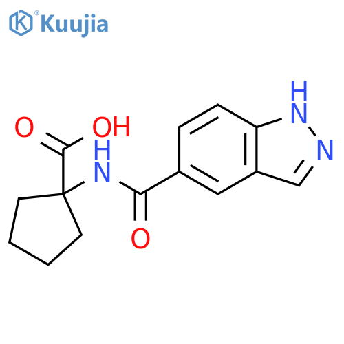 1-(1H-indazole-5-amido)cyclopentane-1-carboxylic acid structure