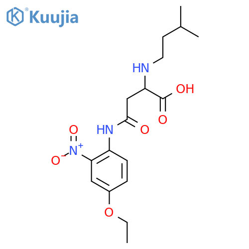 3-[(4-ethoxy-2-nitrophenyl)carbamoyl]-2-[(3-methylbutyl)amino]propanoic acid structure