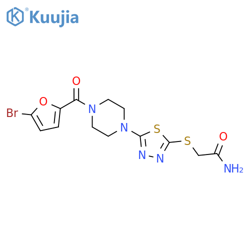 2-({5-[4-(5-bromofuran-2-carbonyl)piperazin-1-yl]-1,3,4-thiadiazol-2-yl}sulfanyl)acetamide structure