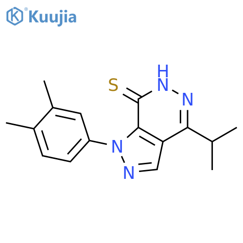 1-(3,4-dimethylphenyl)-4-(propan-2-yl)-1H-pyrazolo[3,4-d]pyridazine-7-thiol structure