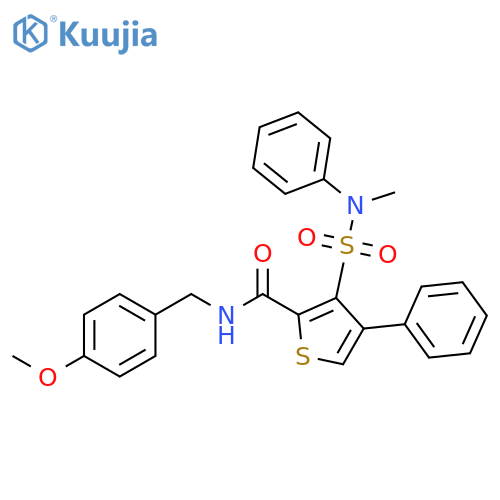 N-[(4-methoxyphenyl)methyl]-3-[methyl(phenyl)sulfamoyl]-4-phenylthiophene-2-carboxamide structure