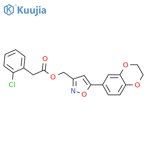 [5-(2,3-dihydro-1,4-benzodioxin-6-yl)-1,2-oxazol-3-yl]methyl 2-(2-chlorophenyl)acetate structure
