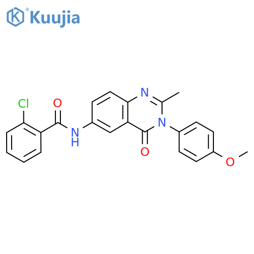2-chloro-N-3-(4-methoxyphenyl)-2-methyl-4-oxo-3,4-dihydroquinazolin-6-ylbenzamide structure