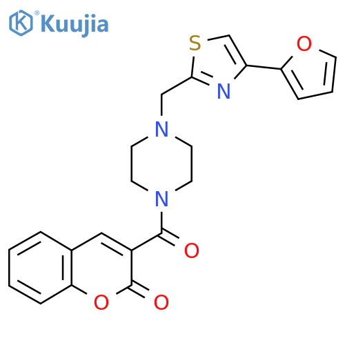 3-(4-{4-(furan-2-yl)-1,3-thiazol-2-ylmethyl}piperazine-1-carbonyl)-2H-chromen-2-one structure