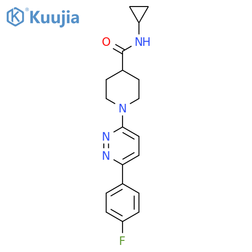N-cyclopropyl-1-[6-(4-fluorophenyl)pyridazin-3-yl]piperidine-4-carboxamide structure