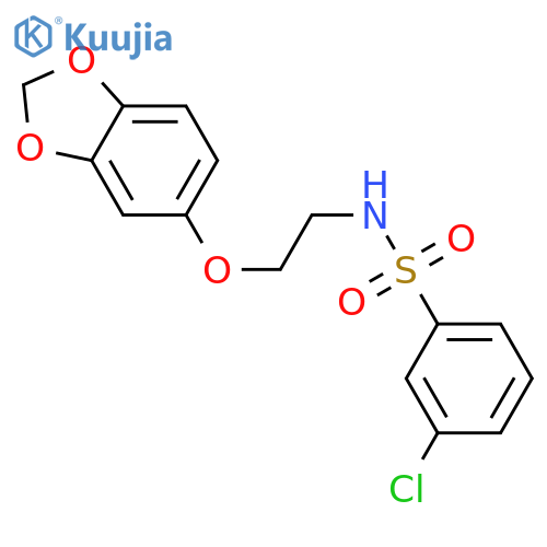 N-2-(2H-1,3-benzodioxol-5-yloxy)ethyl-3-chlorobenzene-1-sulfonamide structure